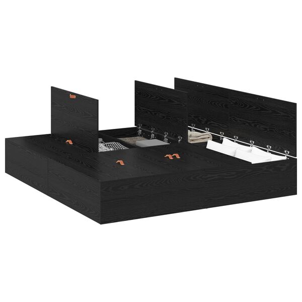 vidaXL Cadru de pat cu depozitare Stejar Negru 180 x 200 cm