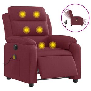 vidaXL Fotoliu electric de masaj rabatabil, roșu vin, textil
