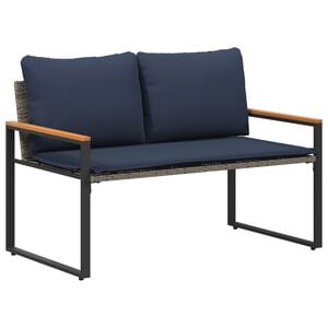 vidaXL bancă cu pernă Gri și albastru marin 115 x 65 x 72 cm Ratan