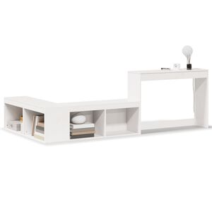 vidaXL Noptieră cu birou, alb, 232x122x75 cm, lemn masiv de pin