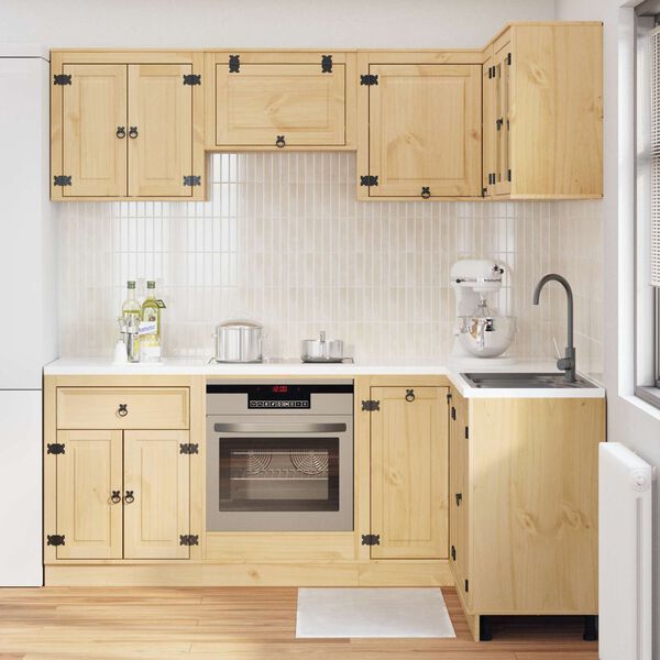 vidaXL Dulap cu raft cu ușă SKI 8 pcs Maro Miere Lemn de pin masiv