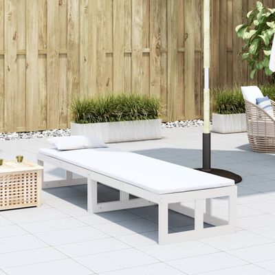 vidaXL Canapea banchetă extensibilă de grădină, alb, lemn masiv de pin