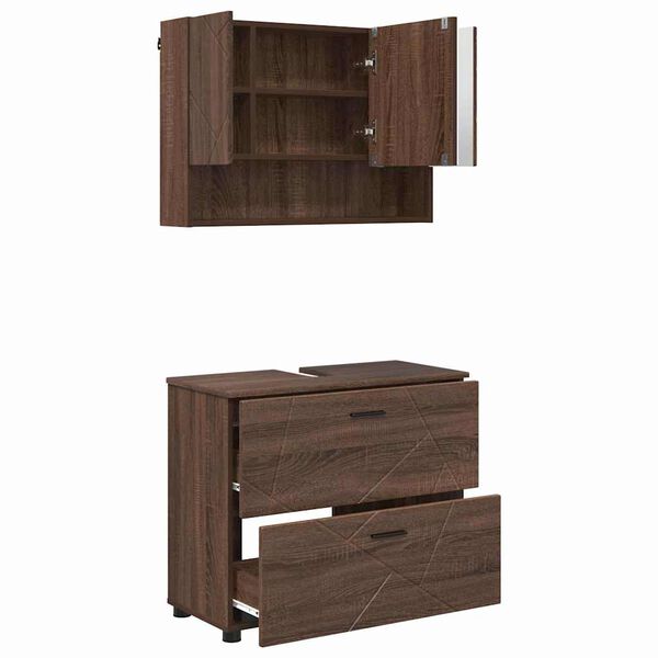 vidaXL Set de mobilier pentru baie cu sertar 2 pcs Stejar &icirc;nchis