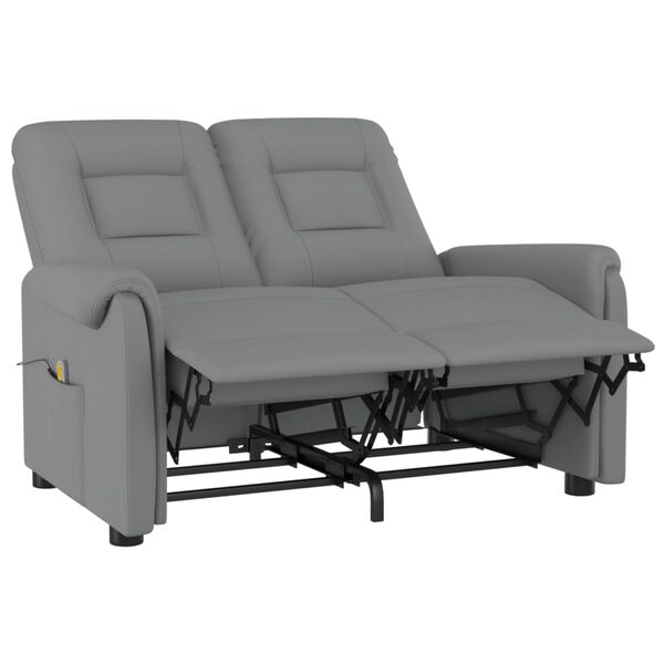 vidaXL Fotoliu rabatabil de masaj, 2 locuri, gri, piele ecologică