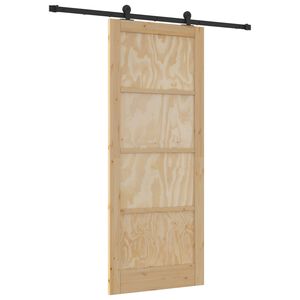 vidaXL Ușă glisantă Natural și Negru 86 x 211 cm Lemn masiv de pin