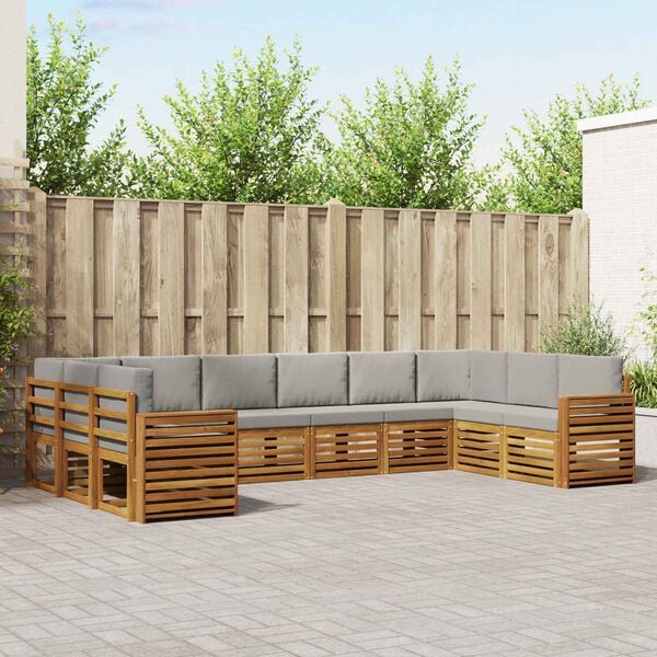 vidaXL Set canapea sectională cu pernă 10 pcs Gri natural și deschis