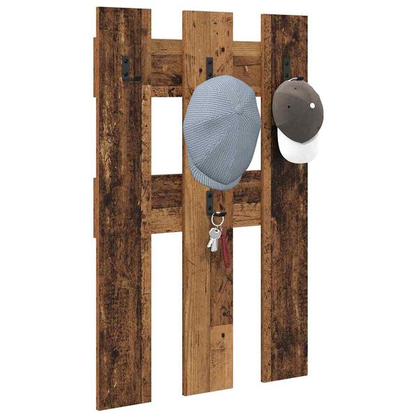 vidaXL Răcător de paltoane montat pe perete Lemn vechi 65 x 3 x 100 cm
