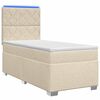 vidaXL Pat boxspring cu saltea cu benzi LED Crem 80 x 200 cm Țesătură