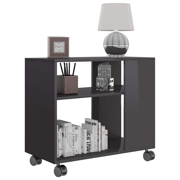 vidaXL Masă laterală, gri extralucios, 70x35x55 cm, lemn compozit