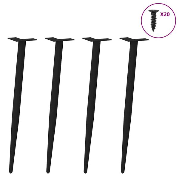 vidaXL Picioare de masă consolă formă conică 4 buc. negru 72-73 cm oțel