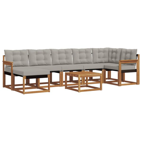 vidaXL Set de canapele de exterior 8 pcs Gri natural și deschis
