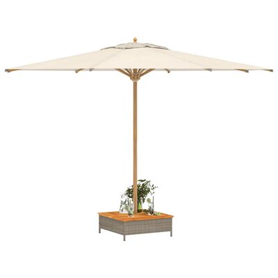 vidaXL Mască suport umbrelă de soare, gri 70x70x25 cm poliratan/acacia