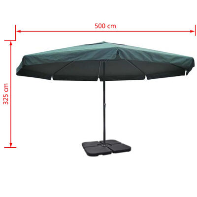 Umbrelă din aluminiu cu bază portabilă, verde