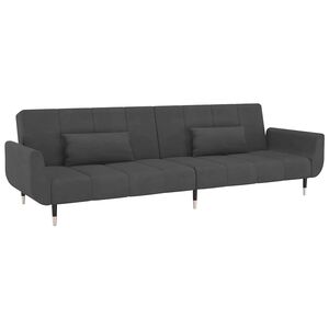 vidaXL Canapea extensibilă cu 2 locuri, 2 perne, gri &icirc;nchis, catifea
