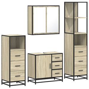 vidaXL Set de mobilier de baie din 4 piese din lemn de stejar Sonoma
