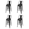 vidaXL Scaune de bar, 4 buc., negru, plastic