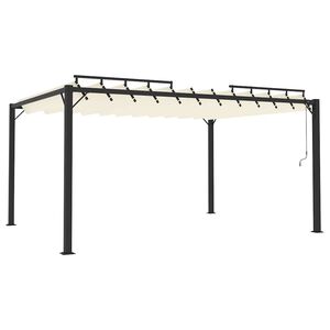 vidaXL Pavilion cu acoperiș jaluzea, crem, 3x4 m, țesătură/aluminiu
