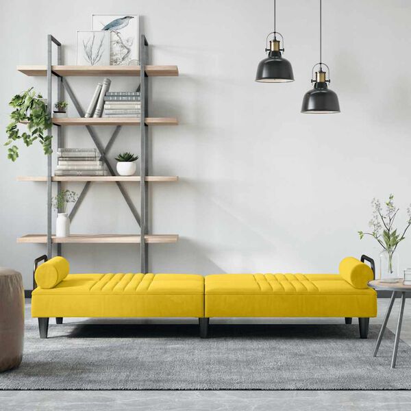 vidaXL Canapea extensibilă cu cotiere, galben, catifea