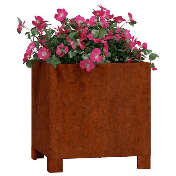 vidaXL Jardinieră cu picioare, ruginiu, 30x30x30 cm, oțel corten