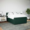 vidaXL Pat box spring cu saltea, verde &icirc;nchis, 140x190 cm, catifea