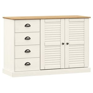 vidaXL Servantă cu sertare VIGO, 113x40x75 cm, alb, lemn masiv de pin