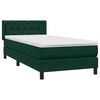 vidaXL Pat box spring cu saltea, verde &icirc;nchis, 80x220 cm, catifea