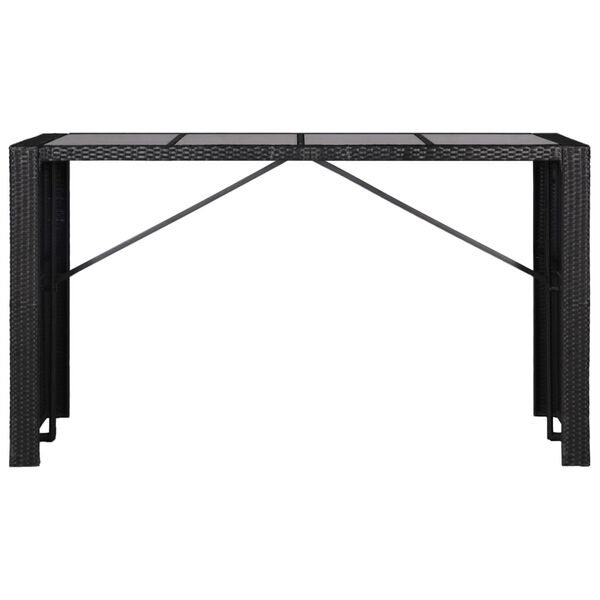 vidaXL Set de masă și scaune de exterior, 9 piese, negru, poliratan