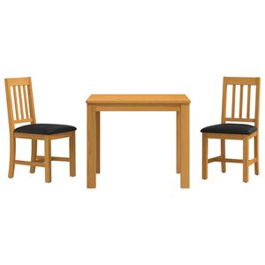 vidaXL Set de dining 3 buc. Negru Lemn de stejar masiv