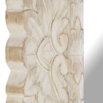 vidaXL Oglindă albă 50x50 cm, lemn masiv de mango