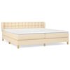 vidaXL Pat box spring cu saltea, crem, 200x200 cm, textil