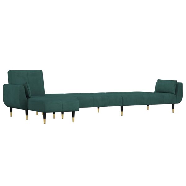 vidaXL Canapea extensibilă în formă de L verde 275x140x70 cm catifea