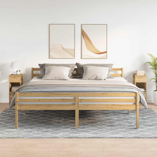 vidaXL Noptiere, 2 buc., cu sertar, stejar artizanal, 25x31x66 cm