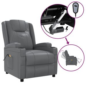 vidaXL Fotoliu de masaj electric, antracit, piele ecologică