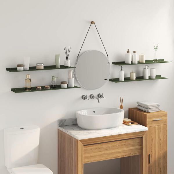 vidaXL Raft suspendat 4 pcs Verde măsliniu 80 x 18 x 2,5 cm Oțel