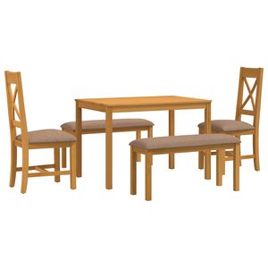 vidaXL Set de dining 5 buc. Gri Lemn de stejar masiv