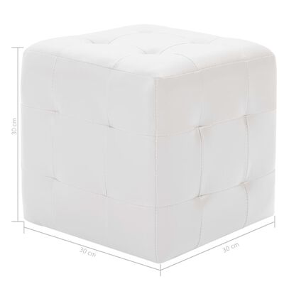 vidaXL Taburet, 2 buc., alb, 30x30x30 cm, piele ecologică