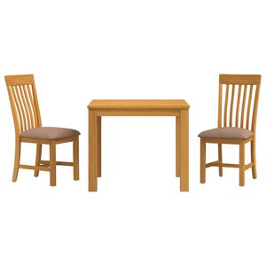 vidaXL Set de dining 3 buc. Gri Lemn de stejar masiv