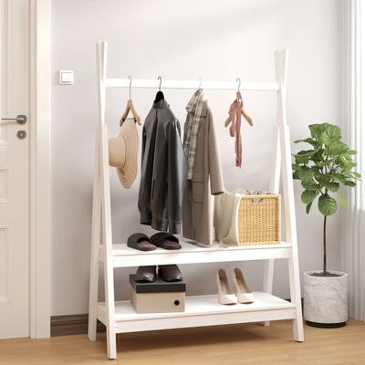 vidaXL Suport pentru haine, alb, 100x45,5x150 cm, lemn masiv de pin
