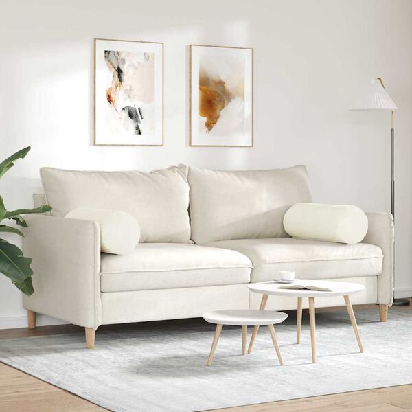 vidaXL Perne Bolster 2 pcs Crem Ø 25 x 70 cm Țesătură din corduroy