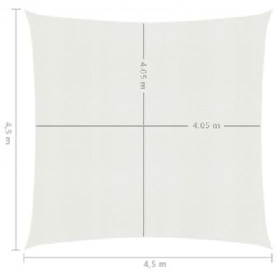 vidaXL Pânză parasolar, alb, 4,5 x 4,5 m, HDPE, 160 g/m²