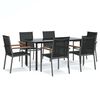 vidaXL Set mobilier de grădină, 7 piese, negru, textilenă și oțel