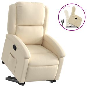 vidaXL Fotoliu rabatabil cu ridicare pe verticală, crem, textil
