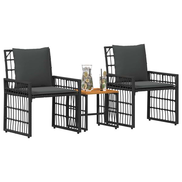 vidaXL Set de Mobilier pentru Exterior 3 pcs Negru și Gri &icirc;nchis