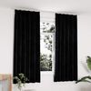 vidaXL Draperii opace cu c&acirc;rlige, 2 buc., negru, 140x175 cm, catifea