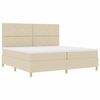 vidaXL Pat cu arcuri cu saltea cu headboard Crem 200 x 200 cm țesătură
