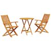 vidaXL Set Bistro Pliabil 3 buc. Maro Lemn Solid de Acacia