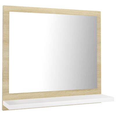 vidaXL Oglindă de baie, alb/stejar sonoma, 40 x 10,5 x 37 cm, PAL