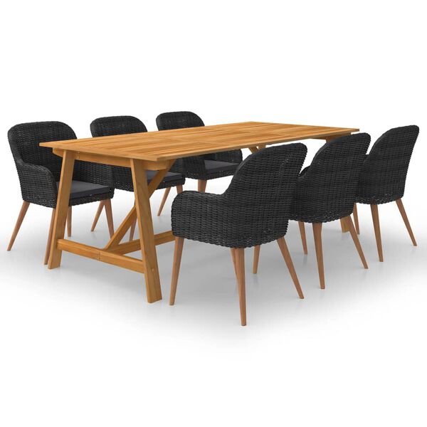 vidaXL Set mobilier de grădină, 7 piese, negru