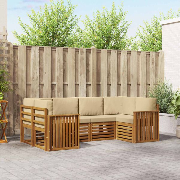 vidaXL Set canapea sectională 6 pcs natural Lemn Solid de Acacia
