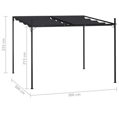 vidaXL Pavilion cu acoperiș retractabil, antracit, 300x300x233 cm